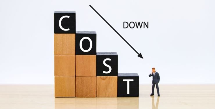 costと書かれたブロックがだんだんと下がっている