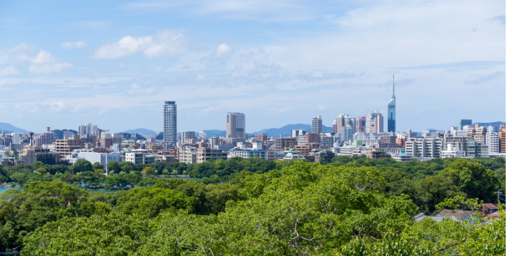 緑を感じる福岡の街並み