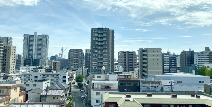白島エリアの街並みとマンション群