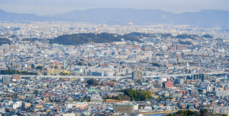 油山から見た福岡市城南区の景色