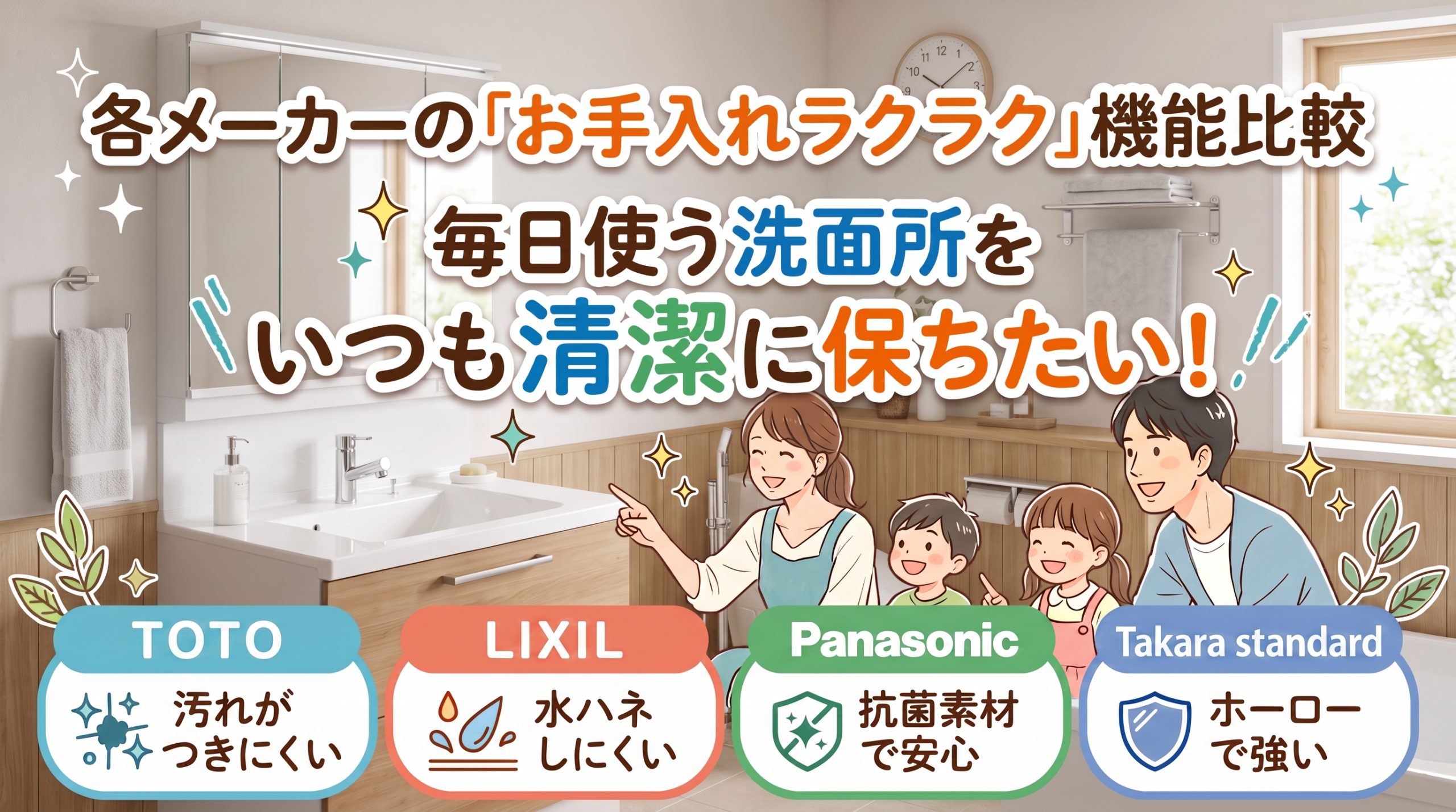 毎日使う洗面所をいつも清潔に！お手入れラクラク洗面化粧台＆おすすめリフォームアイデア
