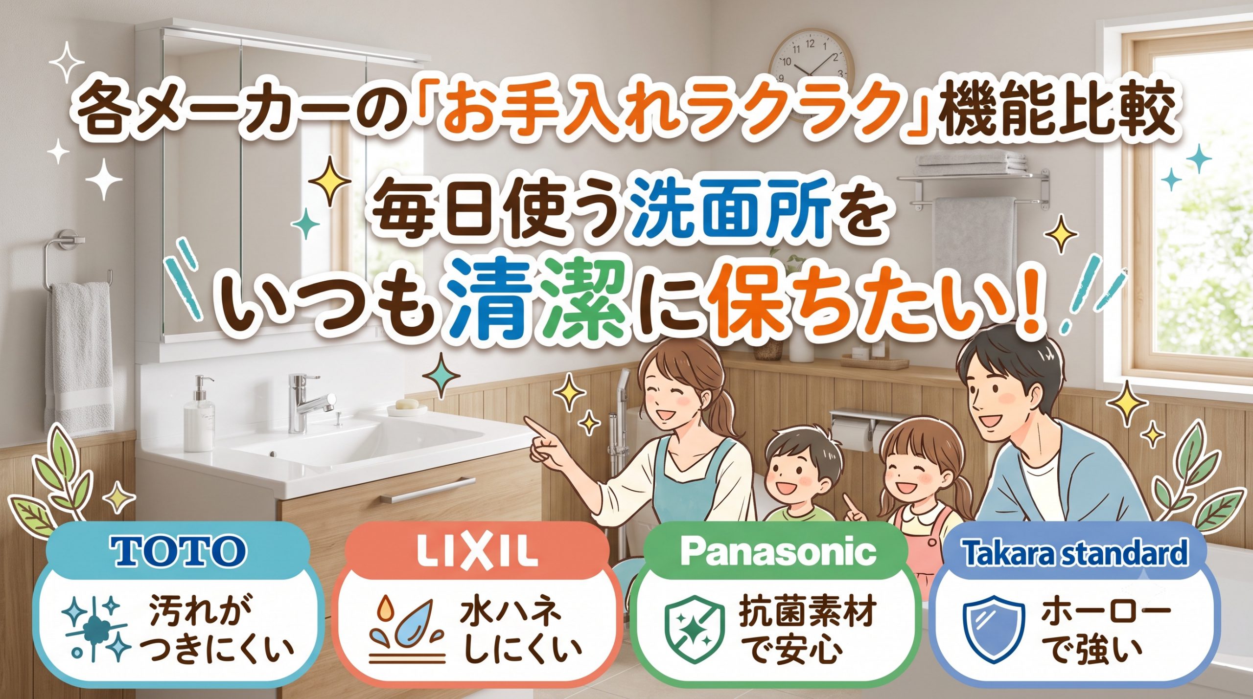 毎日使う洗面所をいつも清潔に！お手入れラクラク洗面化粧台＆おすすめリフォームアイデア