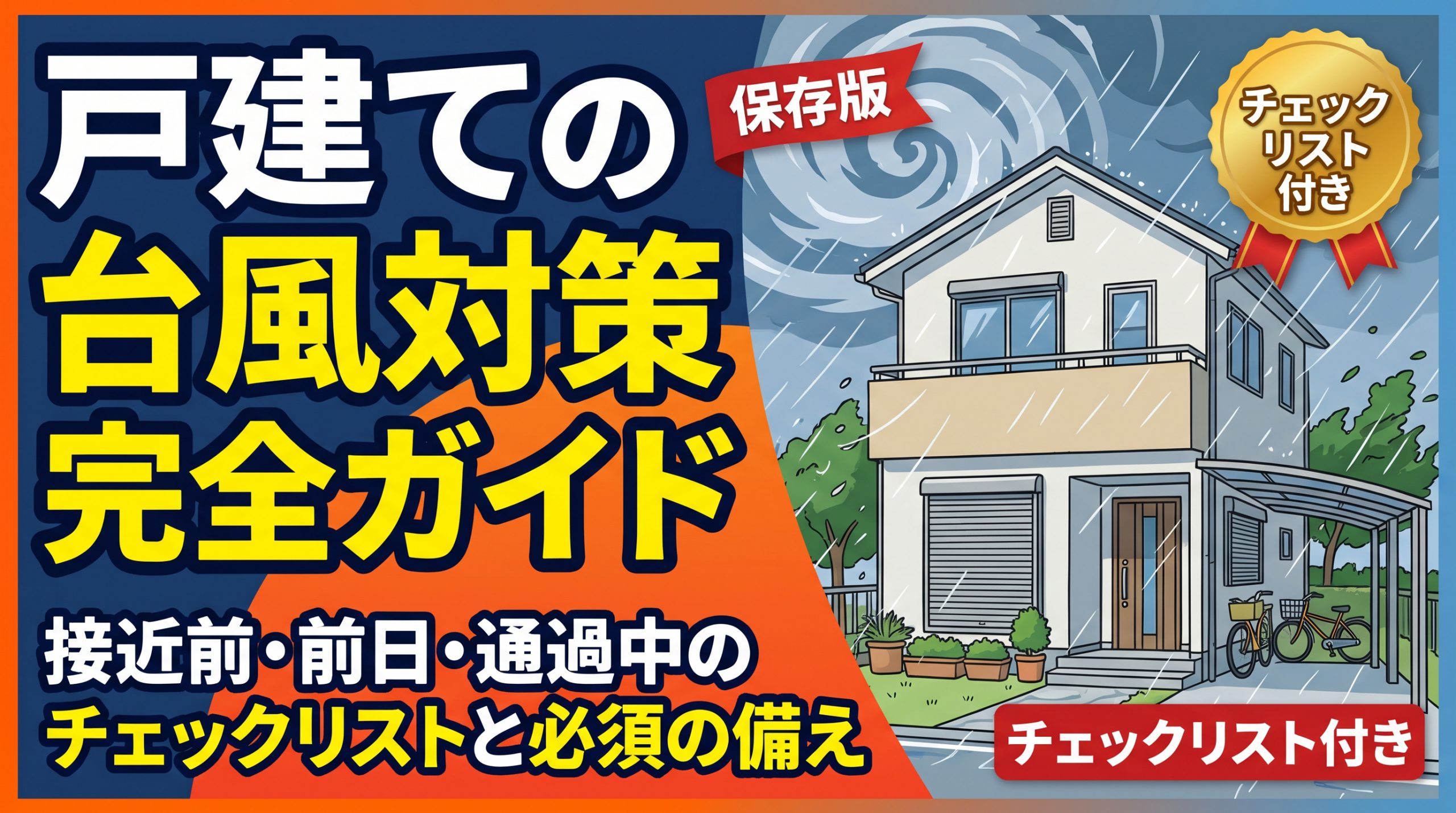 【保存版】戸建ての台風対策完全ガイド｜被害を防ぐ時系列チェックリスト 